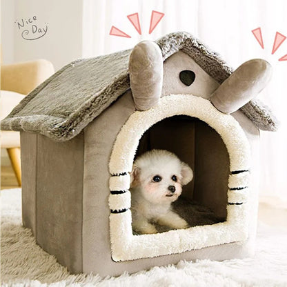 Removable & Washable Foldable Pet Bed - Cat/Dog House & Indoor Nest