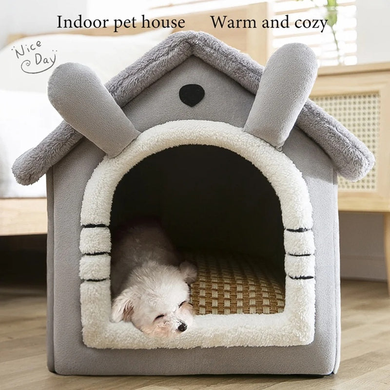 Removable & Washable Foldable Pet Bed - Cat/Dog House & Indoor Nest