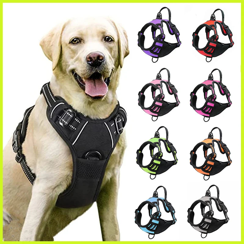 Heavy Duty No Pull Dog Harness with Reflective Front Clip & Control Handle