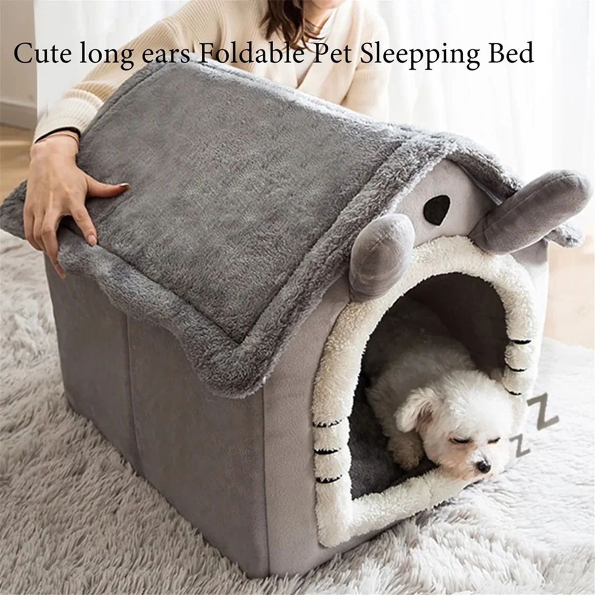 Removable & Washable Foldable Pet Bed - Cat/Dog House & Indoor Nest