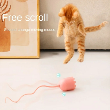 Interactive USB Cat Toy - Rotating Mouse Tail Teaser for Kittens