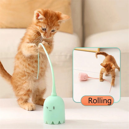 Interactive USB Cat Toy - Rotating Mouse Tail Teaser for Kittens