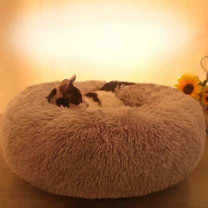 Ultra Soft Donut Cuddler Pet Bed - Washable Round Cushion for Dogs & Cats